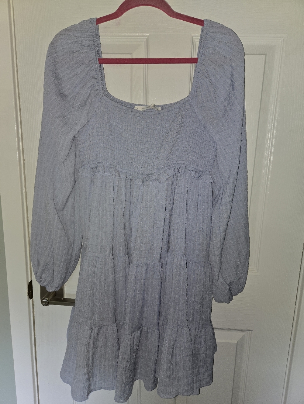Altar'd State Pale Blue Smocked Bodice Mini Dress
